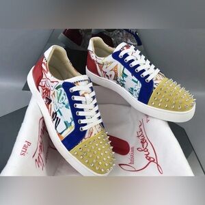 Christian Louboutin Multicolor Graffiti Spike Toe Low-Top Sneakers